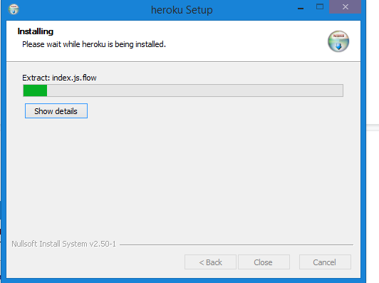 Install Heroku CLI Setup progress